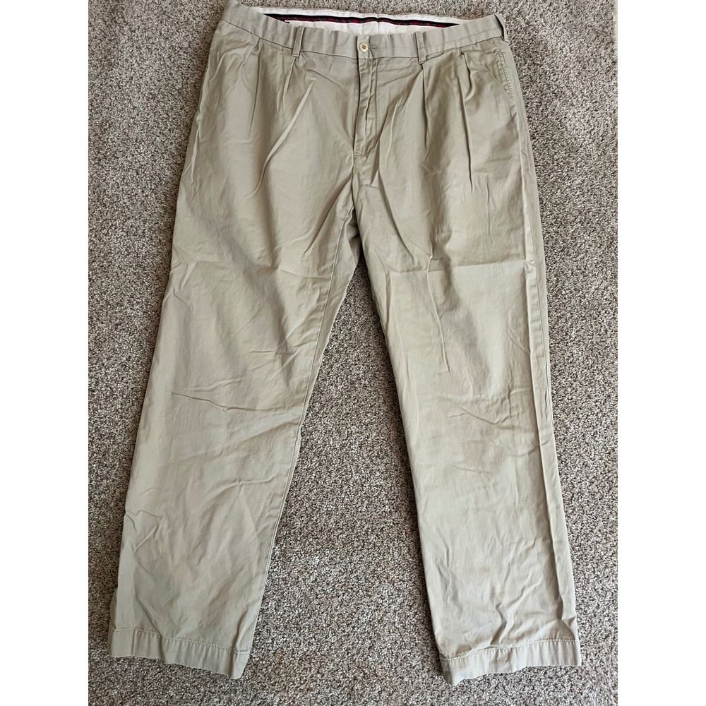 VTG Polo Golf Ralph Lauren Men Pants 38x32 Khaki Tan Pleated Fairway Fit Cotton